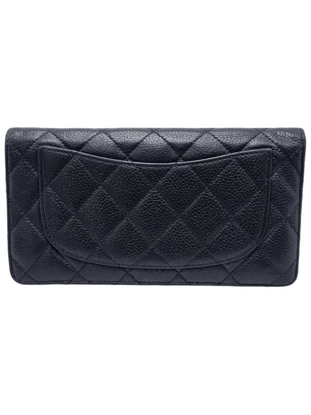 Women s A31509 Caviar Skin Black Silver Logo Timeless Classic Flap Long Wallet - CHANEL - BALAAN 3