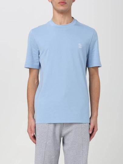 Logo Short Sleeve T-shirt Blue - BRUNELLO CUCINELLI - BALAAN 2