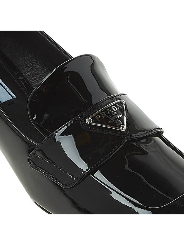 Enamel Metal Triangle Logo Loafers Black - PRADA - BALAAN.