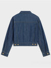 Boxy Cropped Denim Jacket Blue - CELINE - BALAAN 3