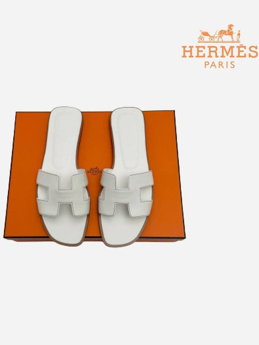 Oran Calfskin Slippers Blanc - HERMES - BALAAN 2