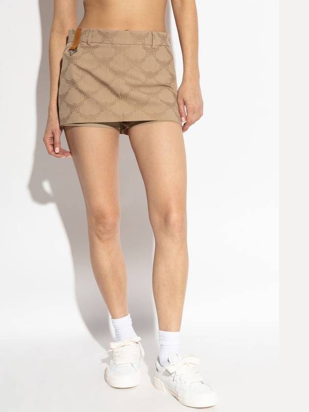 MCM Wool Shorts, Women's, Beige - MCM - BALAAN 3