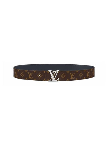 LV Line 40MM Reversible Leather Belt Blue Brown - LOUIS VUITTON - BALAAN 1