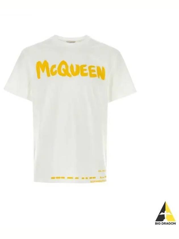 Men's Graffiti Logo Short Sleeve T-Shirt White - ALEXANDER MCQUEEN - BALAAN 2