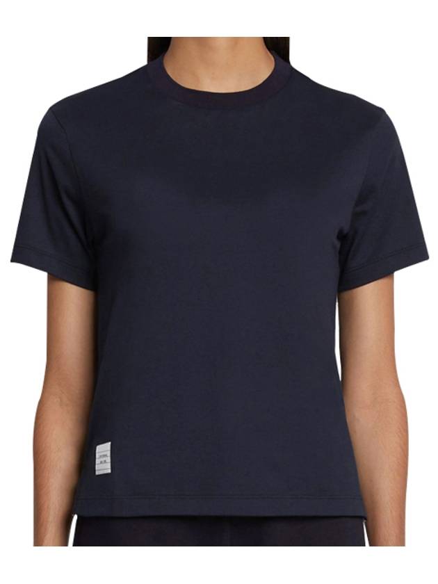 Logo Patch Lightweight Jersey Relaxed Fit Short Sleeve T-Shirt Navy - THOM BROWNE - BALAAN 2