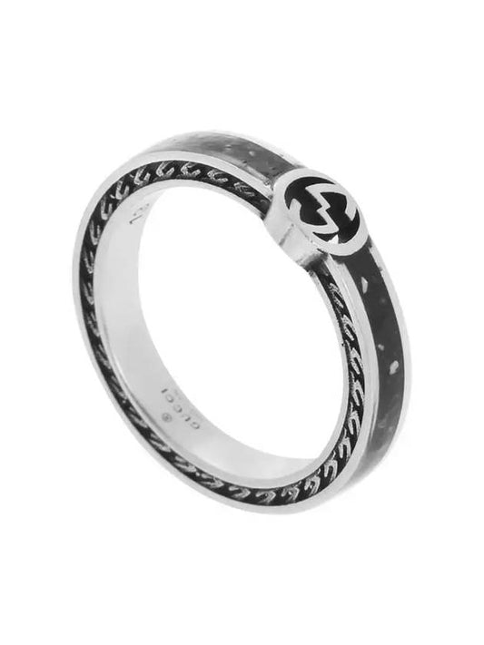 Interlocking G Ring Silver Black - GUCCI - BALAAN 1