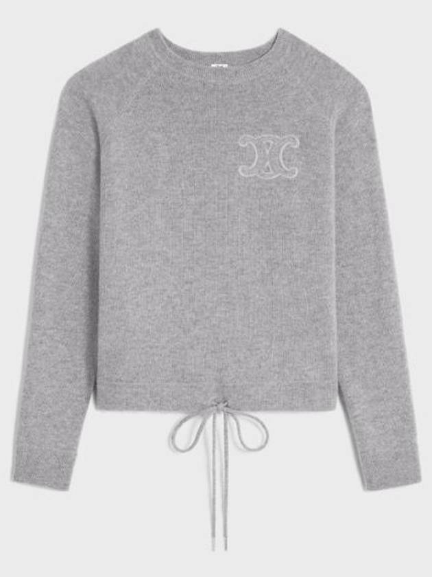 Triomphe Patch Wool Cashmere Crew Neck Sweater Grey - CELINE - BALAAN 3