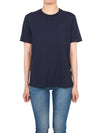 Embroidered Logo Cotton Short Sleeve T-Shirt Navy - TORY BURCH - BALAAN 2