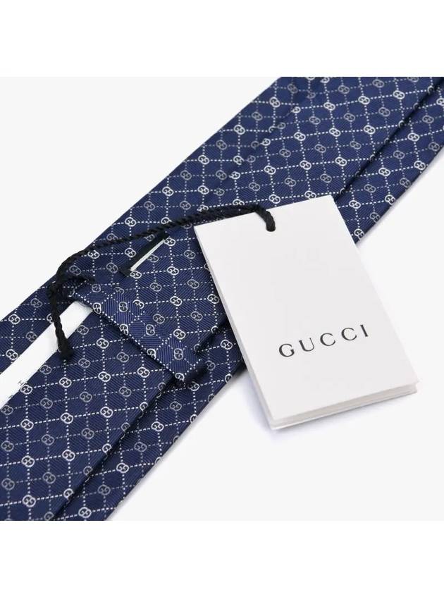 GG Dot Pattern Silk Tie Navy - GUCCI - BALAAN 4