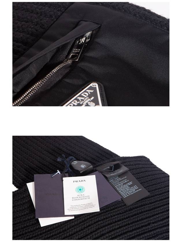 Triangle Logo Zipper Pocket Muffler Black - PRADA - BALAAN 9