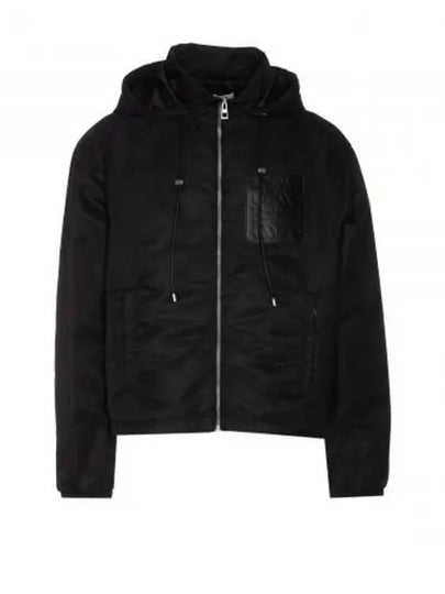 Anagram Drawstring Padded Hooded Jacket Black - LOEWE - BALAAN 2