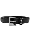 Men's Monogram Grain Belt Black - SAINT LAURENT - BALAAN 2