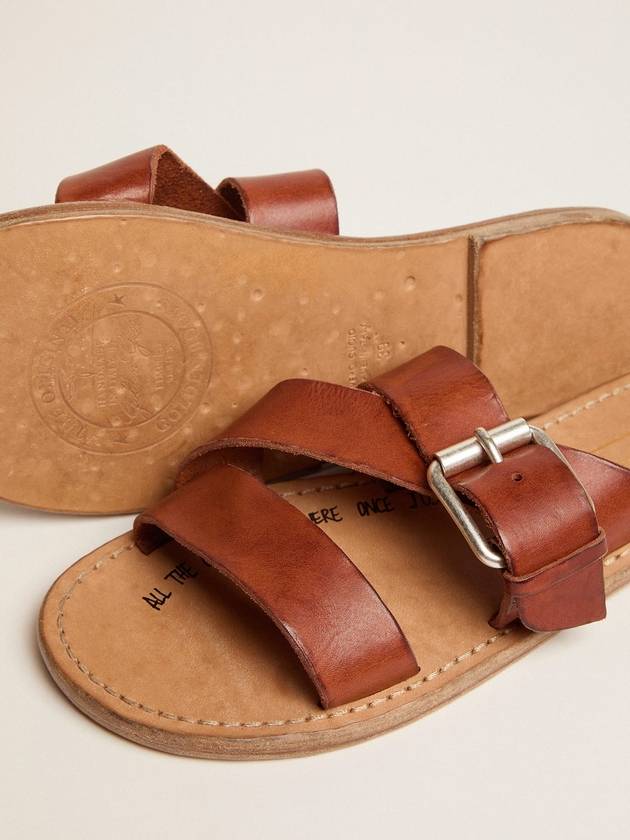 Resin coated leather Margaret flat sandals - GOLDEN GOOSE - BALAAN.