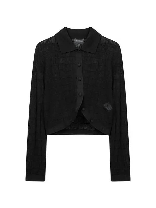 Women s See through Check Crop Cardigan Black - EMPORIO ARMANI - BALAAN 1