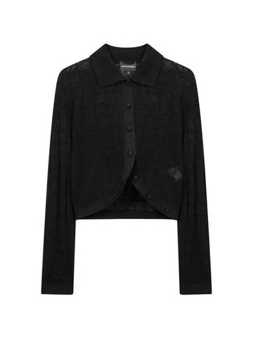 Women s See through Check Crop Cardigan Black - EMPORIO ARMANI - BALAAN 1