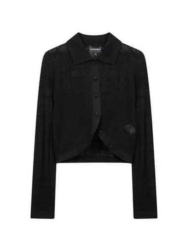 Women s See through Check Crop Cardigan Black - EMPORIO ARMANI - BALAAN 1