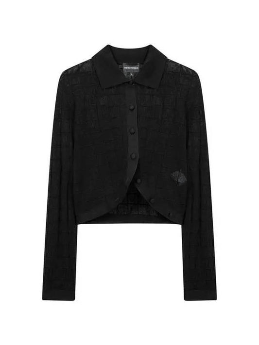 Women s See through Check Crop Cardigan Black - EMPORIO ARMANI - BALAAN 1