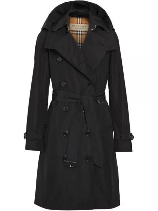 Detachable Hood Teffeta Kensington Trench Coat Black - BURBERRY - BALAAN 2