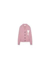 Big Heart Embroidered Logo Cardigan Pale Pink - AMI - BALAAN 6