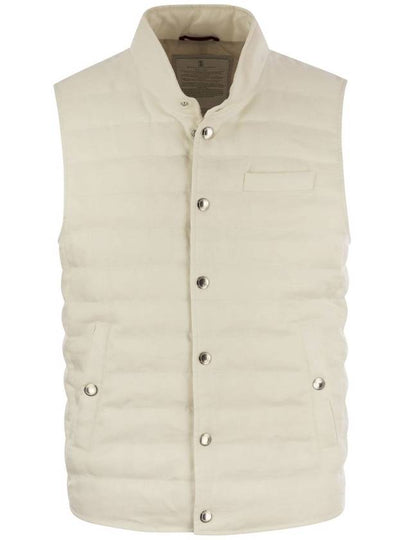 Linen Sleeveless Down Jacket White - BRUNELLO CUCINELLI - BALAAN 2