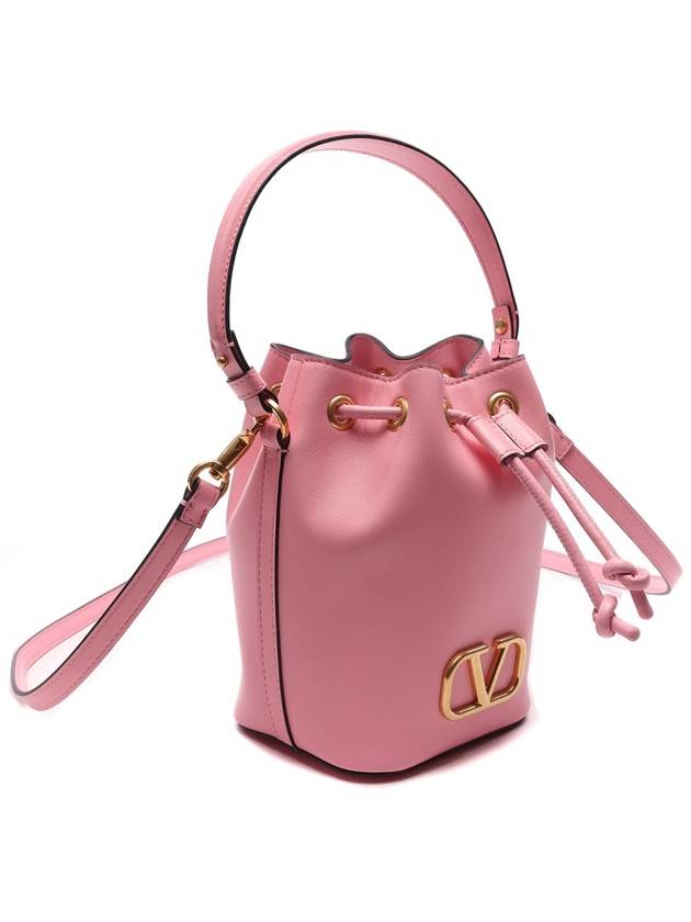 V Logo Signature Nappa Leather Bucket Bag Pink - VALENTINO - BALAAN 4