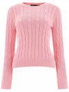 Embroidered Logo Pony Cable Knit Top Pink - POLO RALPH LAUREN - BALAAN 2