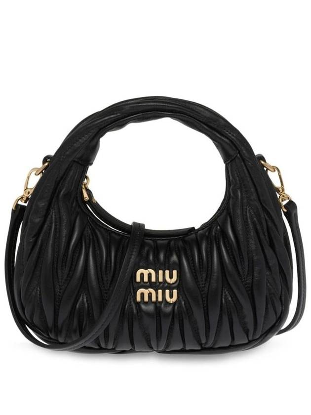 Wander Matelasse Nappa Leather Hobo Mini Bag Black - MIU MIU - BALAAN 2