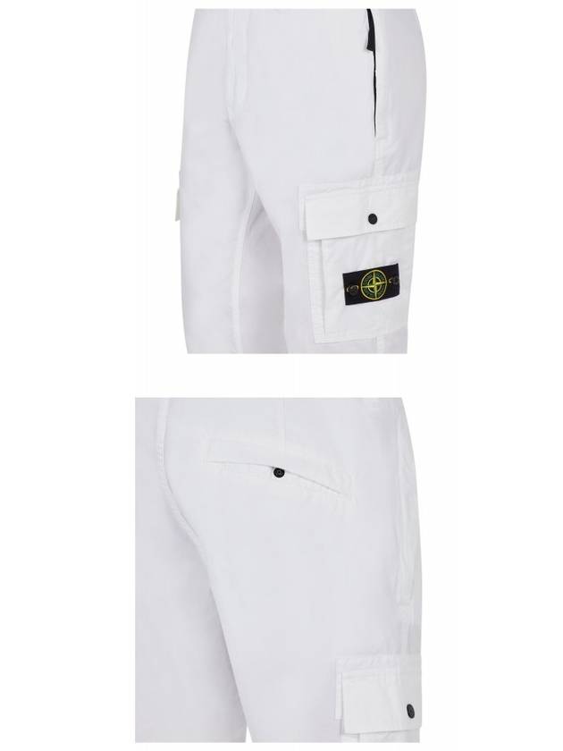 Men's Wappen Patch Slim Cargo Straight Pants White - STONE ISLAND - BALAAN 6