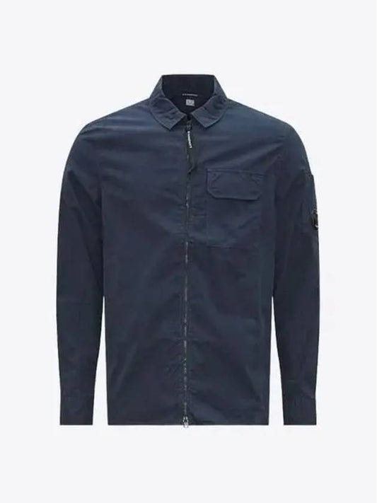 Gabardine Zipped Long Sleeve Shirt Navy - CP COMPANY - BALAAN 2