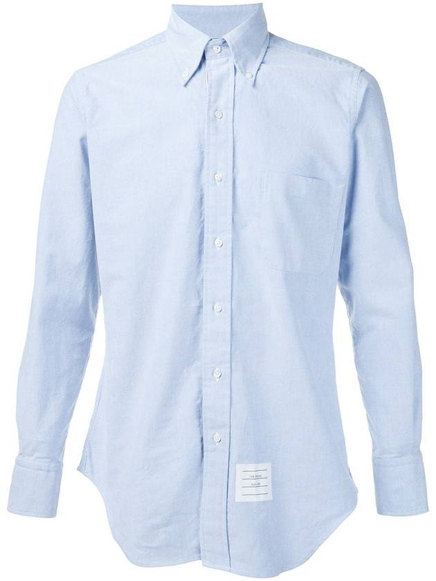 Men's Grosgrain Placket Solid Poplin Long Sleeve Shirt Light Blue - THOM BROWNE - BALAAN.