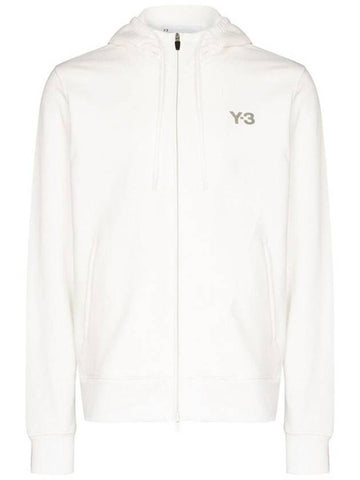 Logo Graphic Print Zip Up Hoodie White - Y-3 - BALAAN 1