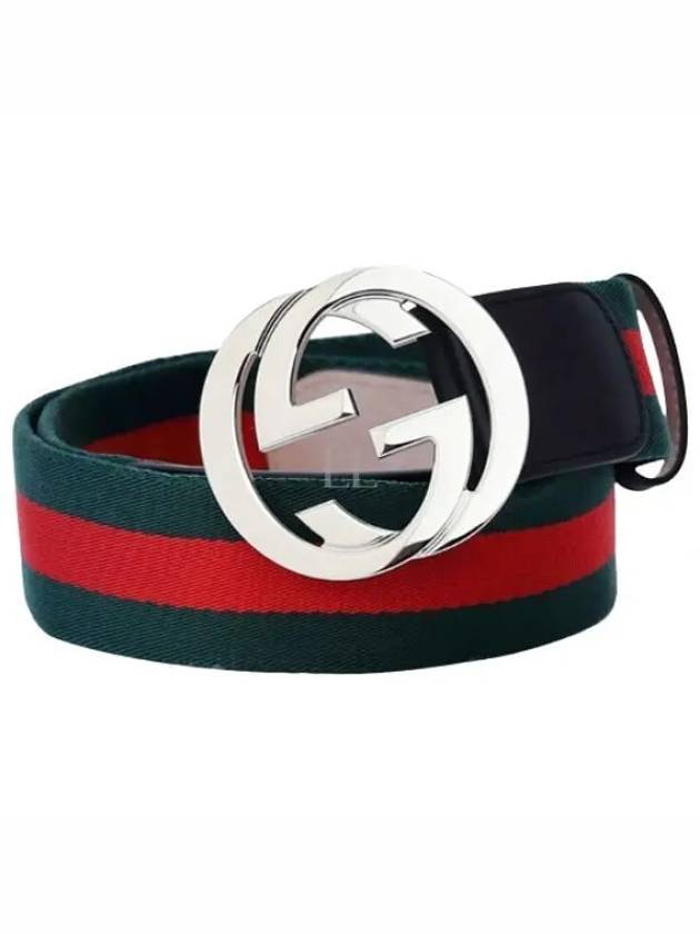 Interlocking G Buckle Web Belt Green - GUCCI - BALAAN 2