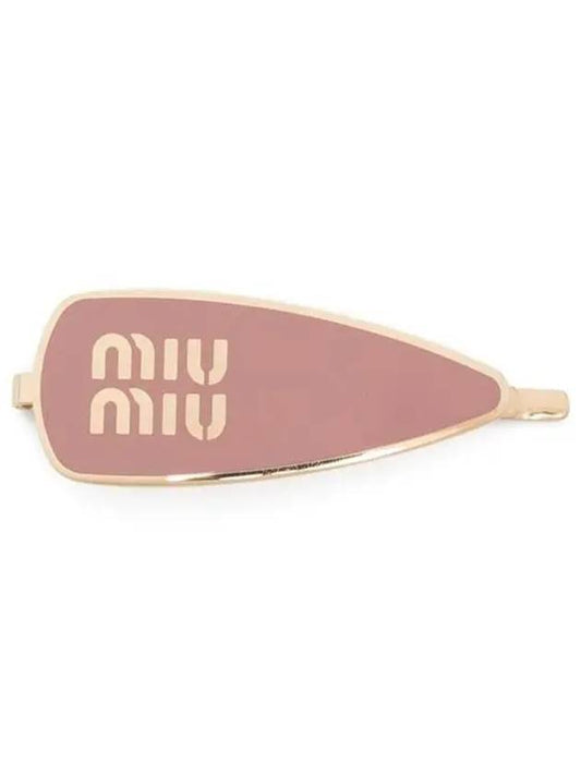 Engraved Logo Enamel Hair Clip Pink - MIU MIU - BALAAN 2