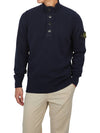 Wappen Patch Half Button Lambswool Knit Top Navy - STONE ISLAND - BALAAN 5