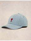 Men's De Coeur Embroidered Logo Denim Ball Cap Blue - AMI - BALAAN 3