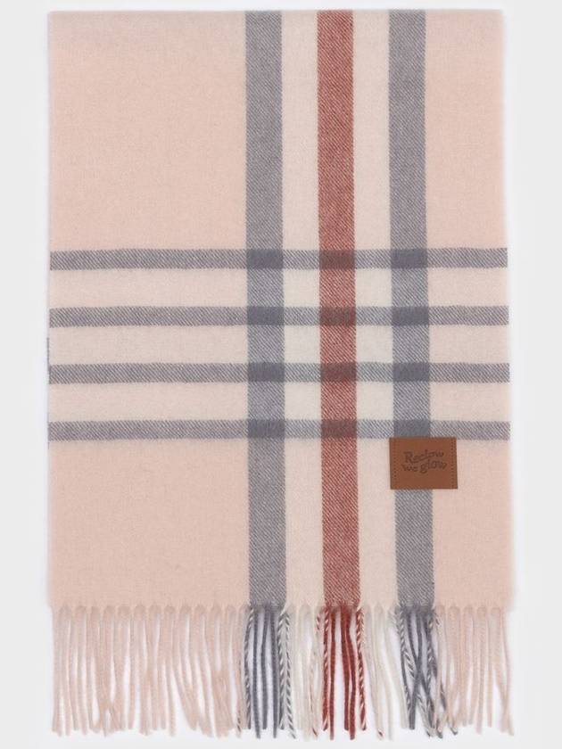 100% cashmere line check muffler pink - RECLOW - BALAAN 8