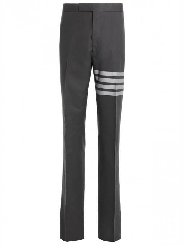 4 Bar Engineered Cotton Straight Pants Mid Grey - THOM BROWNE - BALAAN 1