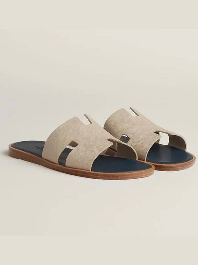 Izmir Leather Slippers Navy Ivory - HERMES - BALAAN 2