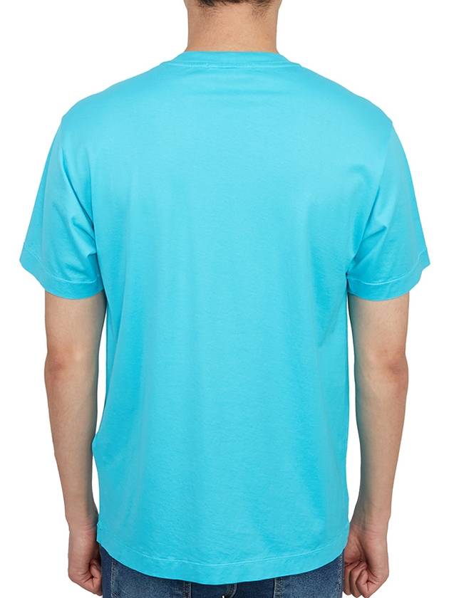 Logo Patch Cotton Short Sleeve T-Shirt Turquoise - STONE ISLAND - BALAAN 5