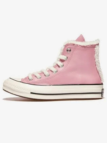 Chuck 70 Leather Fur Sherpa Lotus Pink High PINKEGRETBLACK - CONVERSE - BALAAN 1