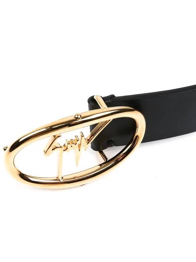 Gold logo leather belt black IAU7029 - GIUSEPPE ZANOTTI - BALAAN 6