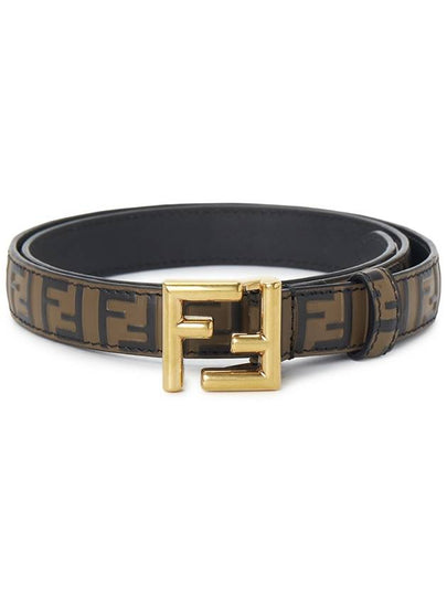 FF Square Stud Buckle Leather Belt Brown - FENDI - BALAAN 2