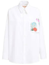 Floral Applique Cotton Long Sleeve Shirt White - MARNI - BALAAN 2