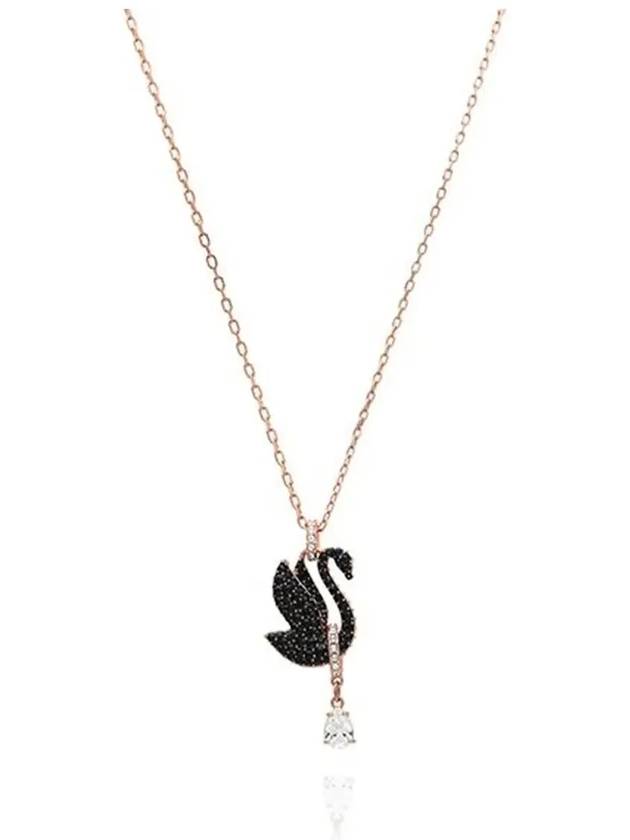 Iconic Swan Pendant Necklace Black Rose Gold - SWAROVSKI - BALAAN 4