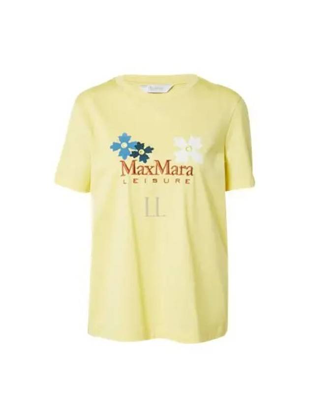 Obliqua Embroidery Logo Short Sleeve T-Shirt Yellow - MAX MARA - BALAAN 2