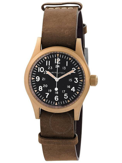 Khaki Field Mechanical Leather Watch Black - HAMILTON - BALAAN 2