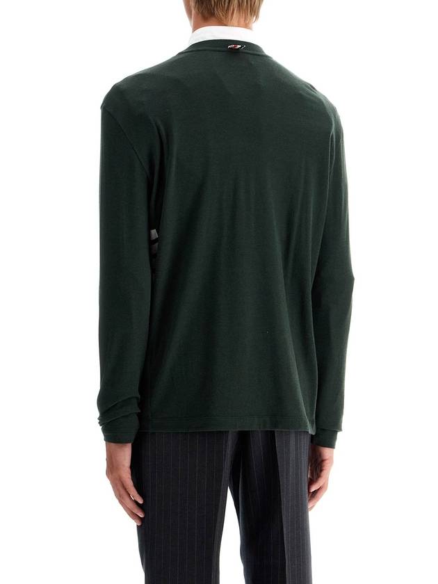 4 Bar Jersey Stretch Wool Knit Top Green - THOM BROWNE - BALAAN 4