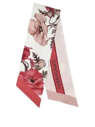 Poppies Print Silk Scarf Pink - SALVATORE FERRAGAMO - BALAAN 2