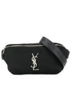 Cassandre Classic Canvas Leather Belt Bag Black - SAINT LAURENT - BALAAN 2