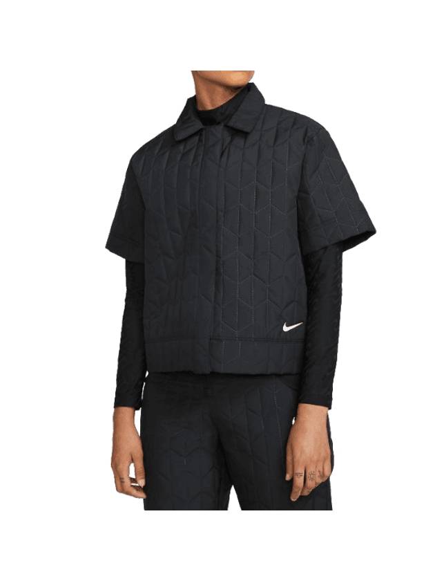 Essential Quilted Short Sleeve Shirt Black - NIKE - BALAAN 1